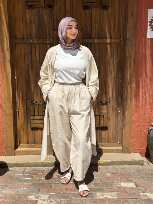 Beige Linen Balloon Pants " lined "