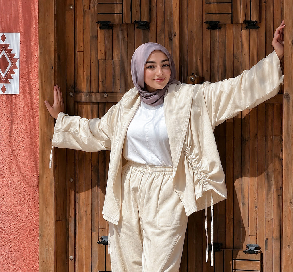 beige summer Linen Jacket