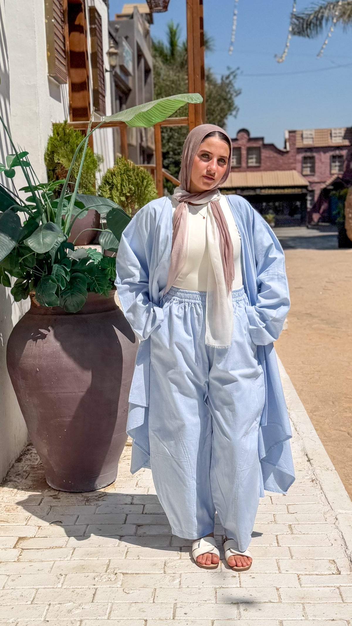 Sky Blue Linen Balloon Pants " lined "