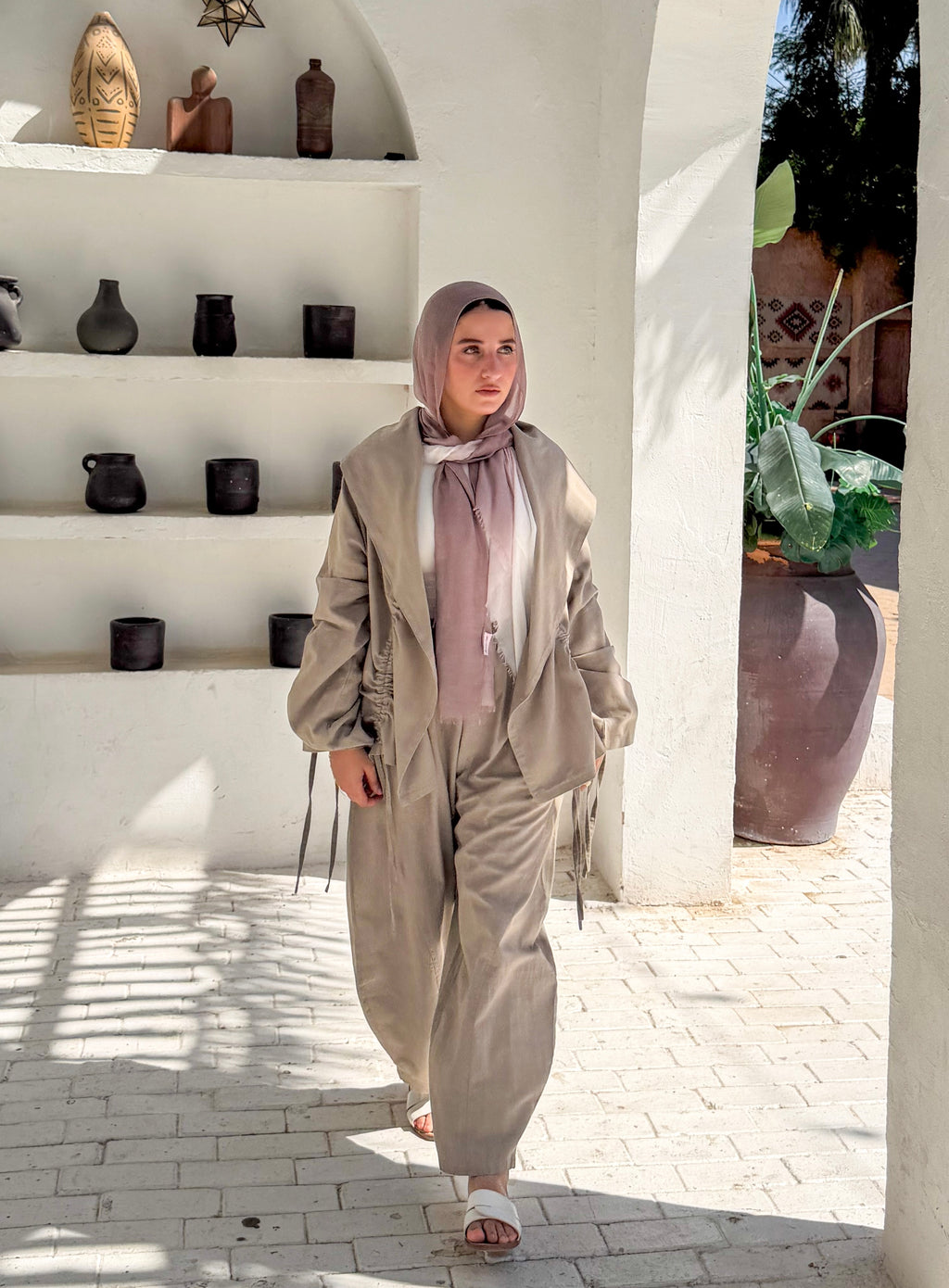 olive khaki summer Linen Jacket