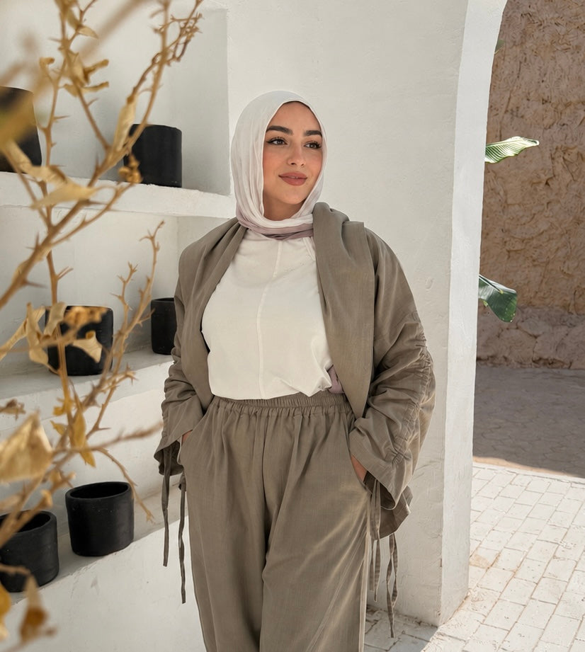 olive khaki summer Linen Jacket