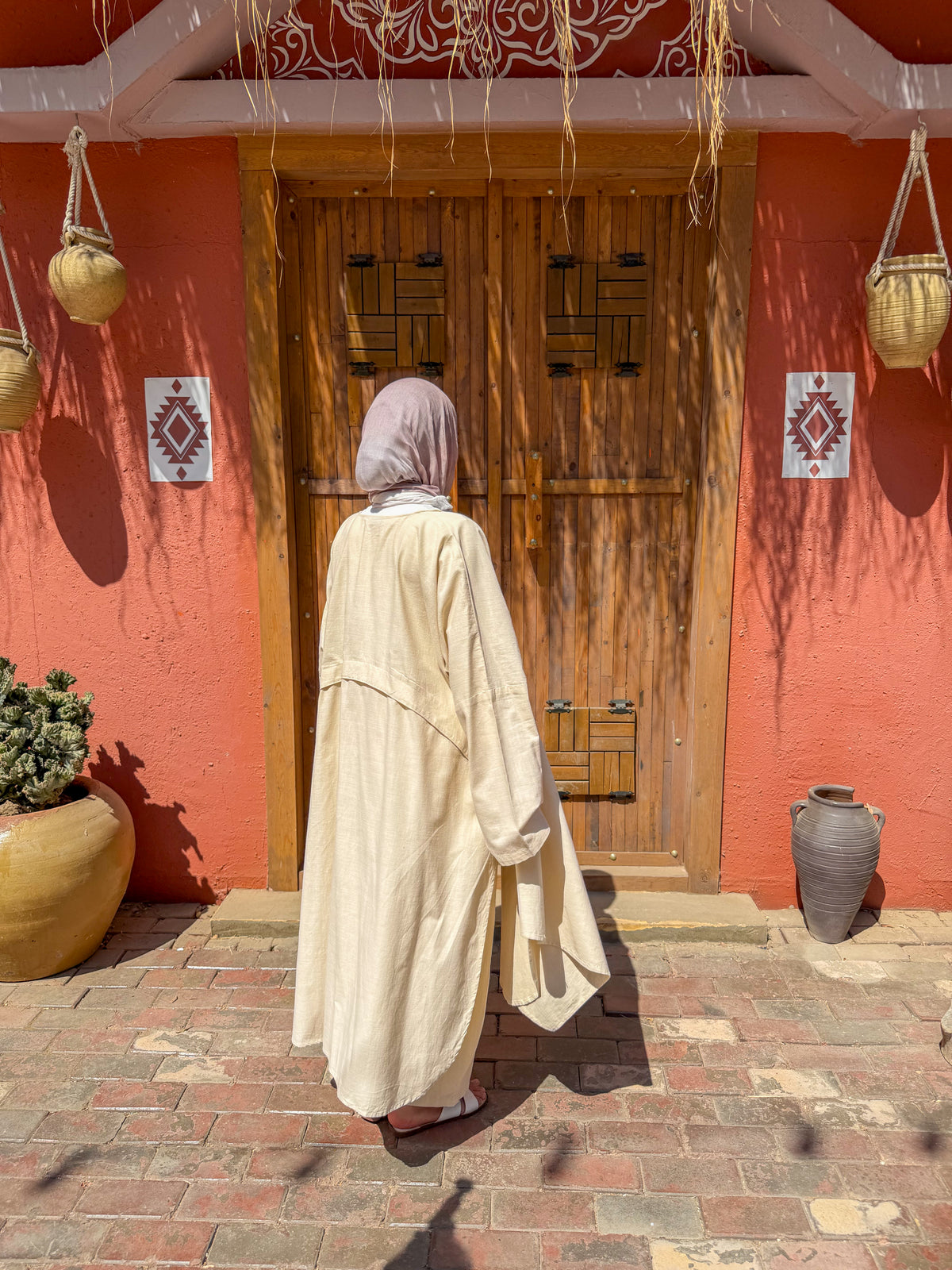 Beige Linen Long Cardigan