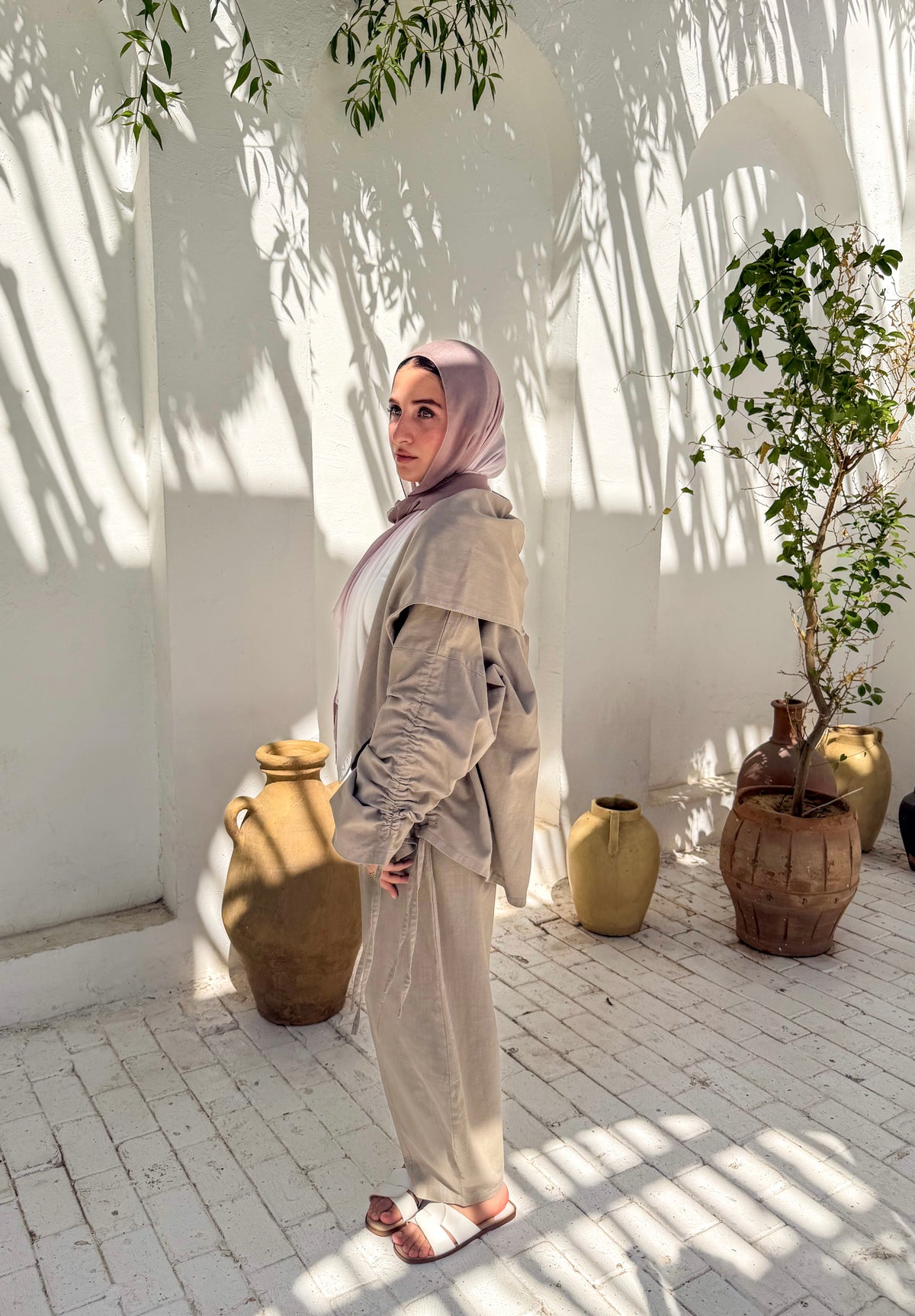 olive khaki summer Linen Jacket