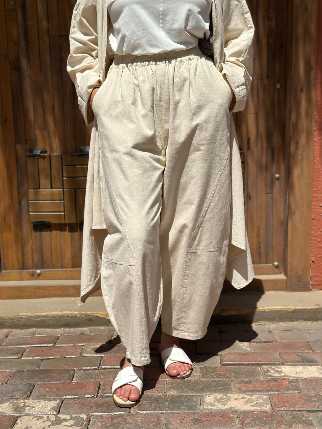 Beige Linen Balloon Pants " lined "