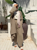 Olive khaki Linen Long Cardigan