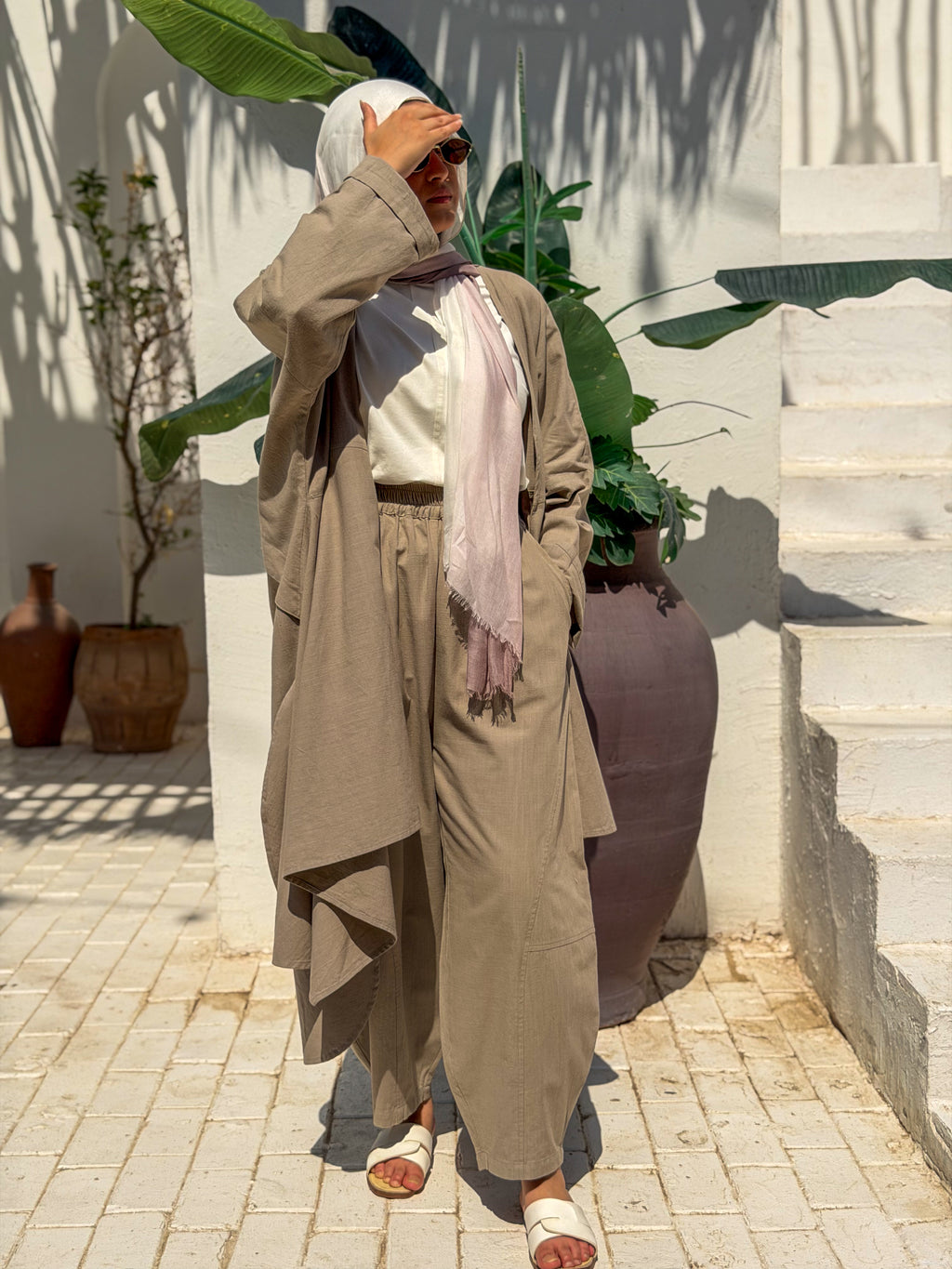 Olive khaki Linen Ballon pants " unlined "