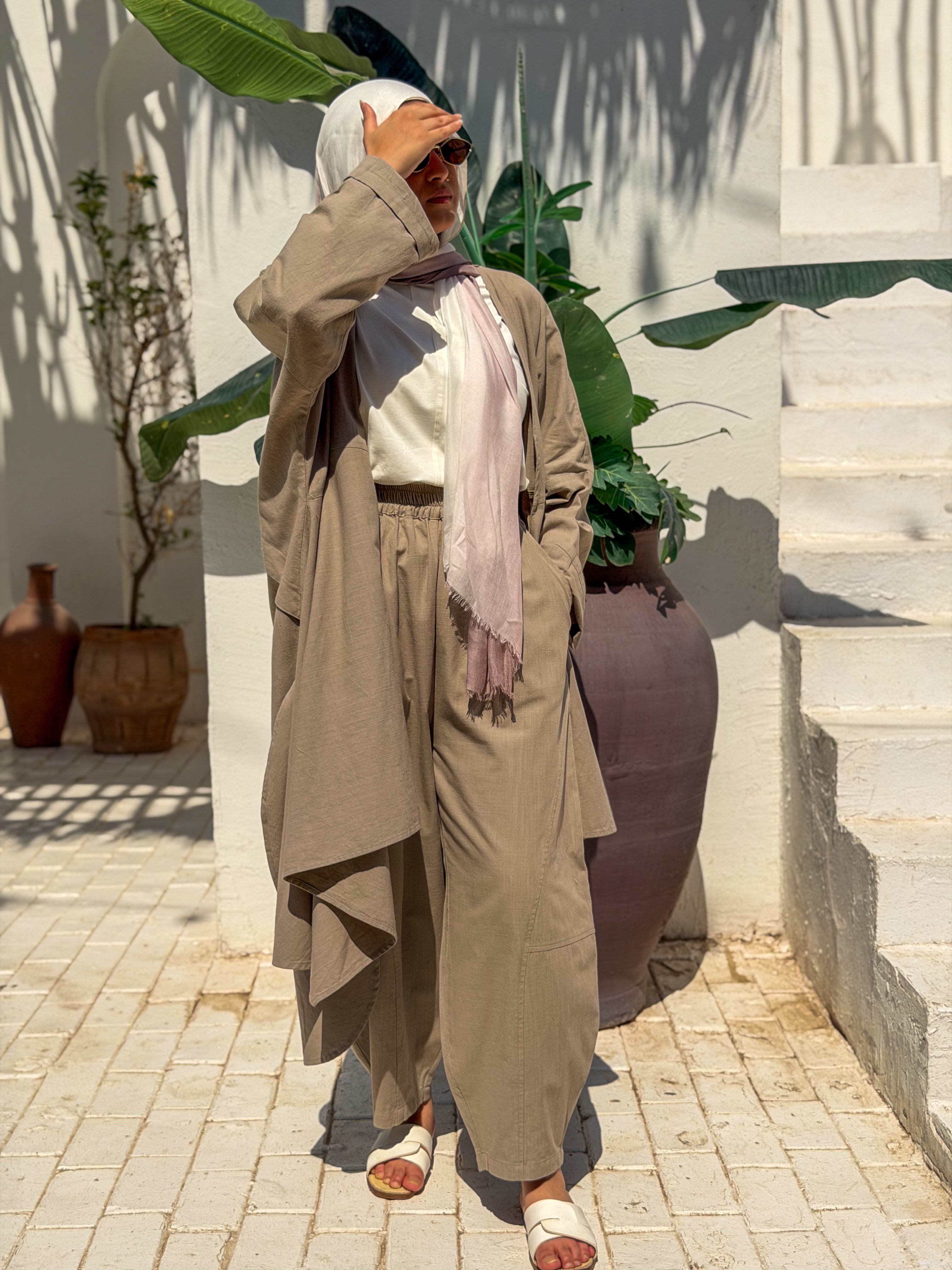Olive khaki Linen Ballon pants " unlined "
