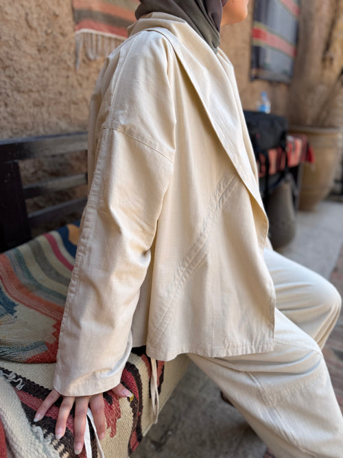 beige summer Linen Jacket