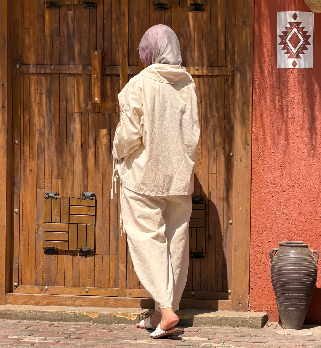 beige summer Linen Jacket