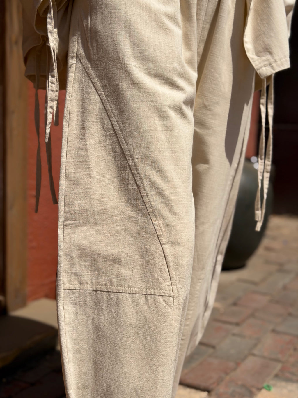 Beige Linen Balloon Pants " lined "