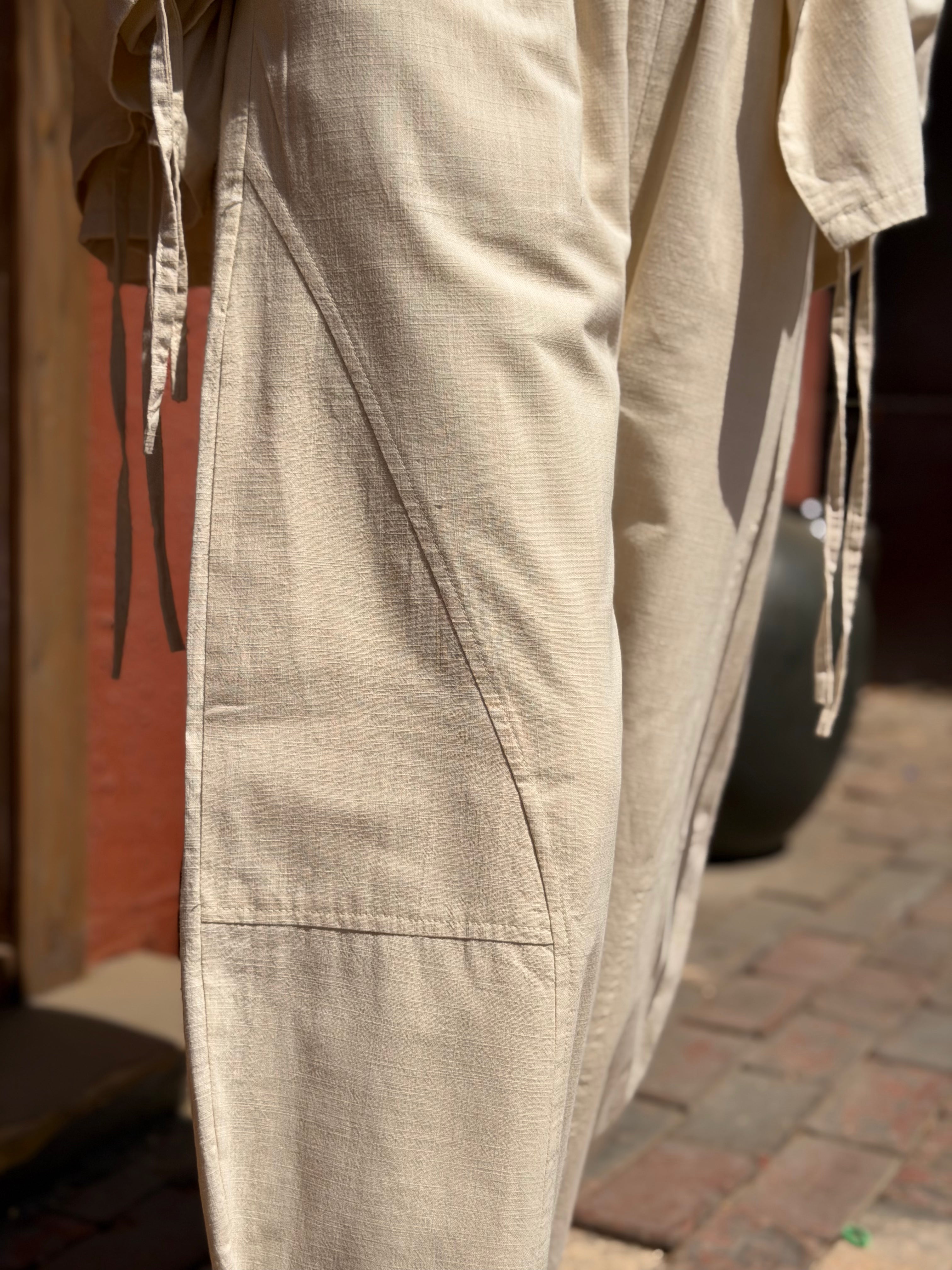 Beige Linen Balloon Pants " lined "