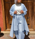 Sky Blue Linen Long Cardigan
